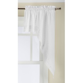 Lorraine Home Fashions Cenefa con Cinta para la Varilla, Blanco, Swag 60" x 38", 1