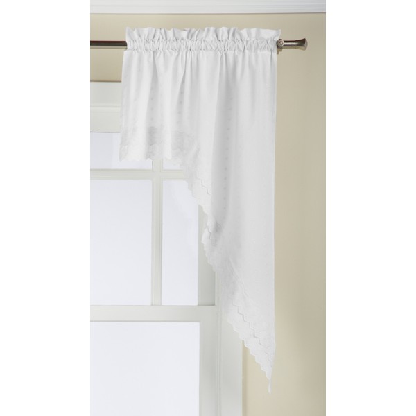 Lorraine Home Fashions Cenefa con Cinta para la Varilla, Blanco,