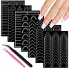36 Sheets 16Design Black French Tip Nail Guides-1400pcs Self-Adhesive V-shape