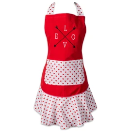 DII 100% Cotton, Holiday Cute Ruffle Women Apron with Pocket, Adjustable Neck & Extra-Long Waist Ties, Kitchen Basic Cooking, Baking, Crafting, Valentine's Day Gift- Love Struck