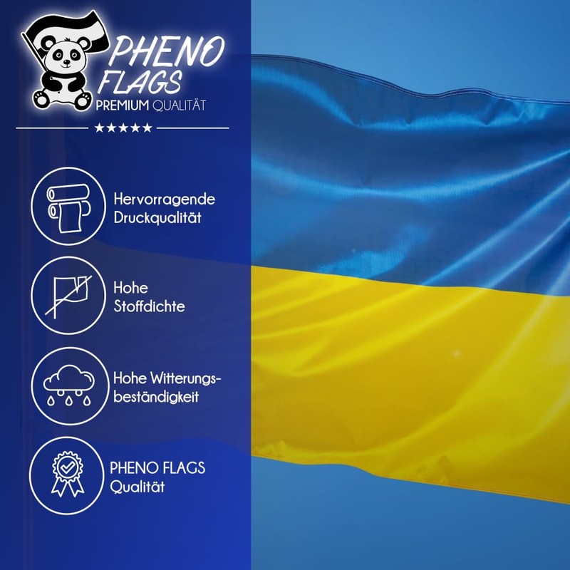 PHENO FLAGS Premium Ukraine Flag 90 x 150 cm –