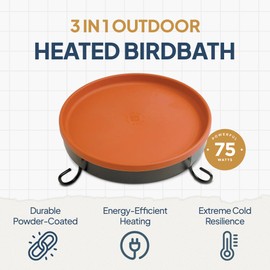 Farm Innovators BD-75 All-Season 3-in-1 Outdoor 14-Inch Heated Birdbath with 3 Mounting Options, 75 Watts, Terracotta (3 Pack)