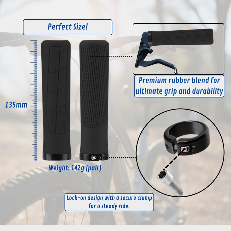ANDINUS MTB City 135mm Rubber Grips Soft Ergonomic Grip with