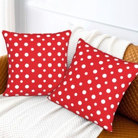 Red White Polka Dot Throw Pillow Covers 20 x 20 Inch Set of 2 Outdoor Decorative Pillow Cases Farmhouse Cushion Cases for Couch Bed Home Decor