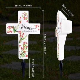 Lifeholic Solar Cross Light Cemetery Mom Cross Grave LED Light Outdoor Garden Memorial Lamp Stake Marker Sympathy Gifts Sign for Loss of Loved One