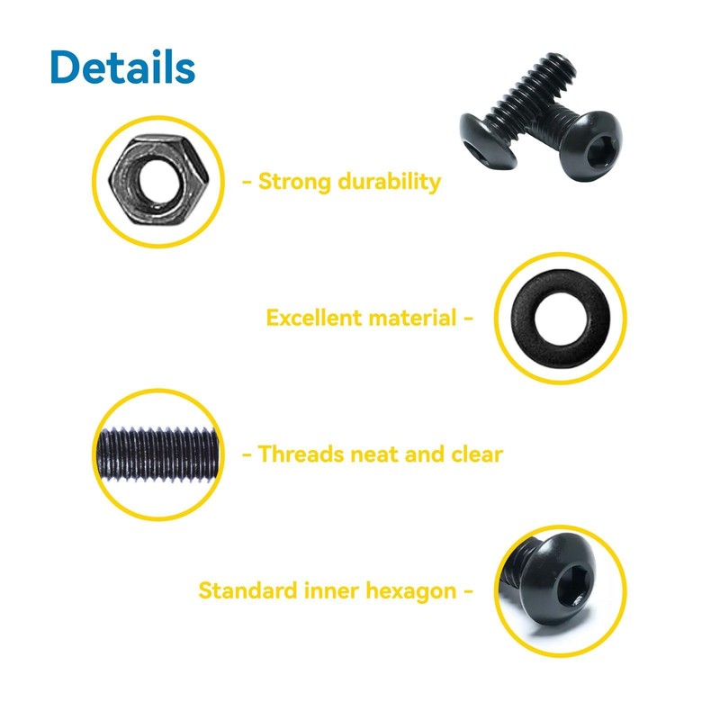 WZHUIDA 300Pcs M4 Screw Assortment Button Head Socket Cap, M4*6mm,