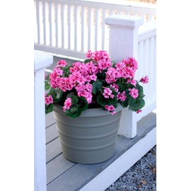 The HC Companies 16 Inch Marina Planter Lightweight Indoor Outdoor Plastic Plant Pot for Herbs and Flowers, Terracotta