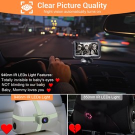 Green Baby Car Camera - 1080P HD, 360° Adjustable, Night Vision, 150° Wide-Angle Lens, Easy Installation, Perfect for Baby Boys, Ideal for Parents, Grandparents & Families by Rohent