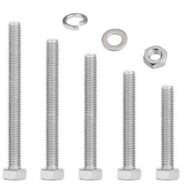 M8 Screw Nut Set, Stainless Steel Hex Screws Assortment with Washers, Metric Thread Screws, Longer Machine Screws for Car, Bike, Furniture (50/60/70/80/90 mm)