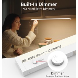 Leetdud LED Under Cabinet Lighting Built-in Dimmer Plug in or Hardwired,32 Inch 16W Dimmable 5 Color 2700K/3000K/3500K/4000K/5000K, ETL Listed Linkable Under Cabinet Lights for Counter,Kitchen,White