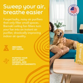Barnakl Pet Fresh Ceiling Fan Filters | Made with Zeolite to Trap Pet Odors, Dander & Dust | Unscented Fan Blade Filter, Fits All Ceiling Fans (5-Pack)