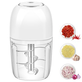 Electric Garlic Chopper, Mini Portable Vegetable Chopper, 450ML Garlic Grinder Masher for Onion, Ginger, Chili, Fruit, Meat