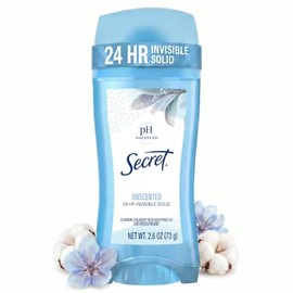 Secret Original Unscented - Antitranspirante y desodorante invisible sólido pH equilibrado para mujer, 2.6 onzas