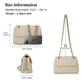 Gladdon Multi Pocket Shoulder Satchel Bag for Women Diamond Pattern Crossbody Bag Soft Leather Quilted Handbag with Sliding Chain Strap