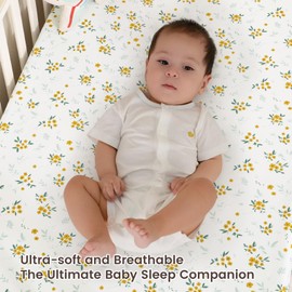 david's kids 3 Pack Mini Crib Sheets, Soft Breathable Premium Pack N Play Sheets for Baby Boys Girls Neutral, Playard and Mini Crib Mattresses, Leaf & Floral