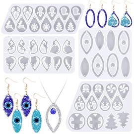 Patelai 4 Pieces Resin Jewelry Earring Silicone Molds Valentine's Day Women Epoxy Mold for Jewelry Making Gift Supplies DIY Craft Necklace Pendant(Snowflake Oval)