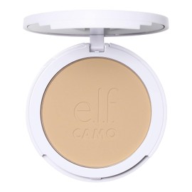 e.l.f. Base de maquillaje en polvo de camuflaje, ligera, con infusión de imprimación, para construir y de larga duración, cobertura media a completa, ligera, 240 W