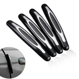 4 PCS Car Modified Door Edge Guard, 4.4In x 0.6In x 0.3In ABS Waterproof Vehicle Door Edge Protector, Universal Automotive Door Edge Trim Accessories for Truck SUV Car (Black & Silver)