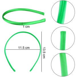Duufin 30 Pieces Satin Headbands for Girls 1cm Colorful Headband Plain Satin Covered Headbands Crafts DIY Hair Accessories, 30 Candy Color