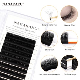 NAGARAKU Russian Volume 3D, 4D, 5D-20D, 0.07 mm Thickness, D Curl, 10 mm, Light-Dense, Easy Fan Eyelash Extensions, Artificial Eyelashes, 12 Rows, Black