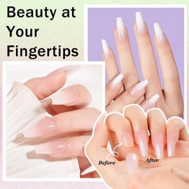 False Nails Tips Set - 360 Pieces Gradient Press On Nails Ballerina, French False Nails for Sticking with 16 Pieces Manicure Set, White Pink Gradient Fake Nails for Women DIY (Ballet Pink)