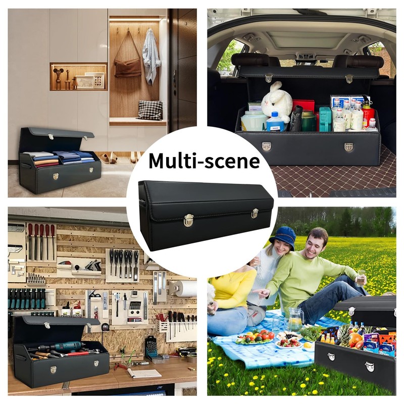 Wuatow Trunk Organizer for Car With Lid,Foldable Trunk Organizer for