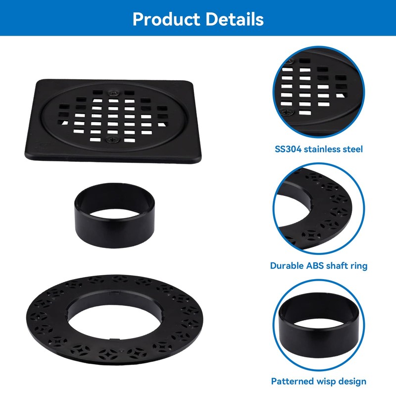 4 Inch Drain Grate Kit Compatible with Schluter Kerdi-Drain Flange