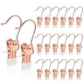 Boot Hanger for Closet, Laundry Hooks with Clips, Boot Holder, Hanging Clips, Portable Multifunctional Hangers Single Clip Space Saving for Jeans, Hats, Tall Boots, Towels (Rose Gold, 20 Pieces)
