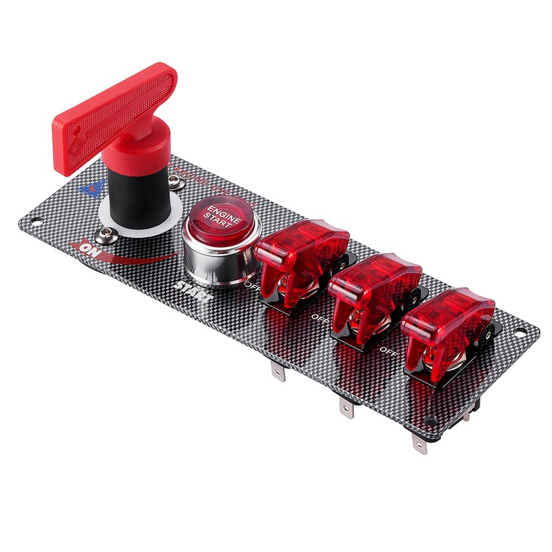 Auto Racing Car Ignition Switch Carbon Fiber Surface Panel 5