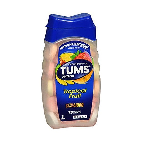 Tums Ultra 1000 Maximum Strength Tropical Fruit - 72 Chewable Tablets