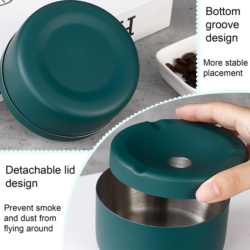 Hanlongyu Smokeless Ashtray for Outside Patio Waterproof, Stainless Steel Metal