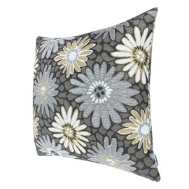 ROMANDECO Jacquard Floral Decorative Throw Pillow Covers for Couch Set of 2, 18x18 Inches, Grey