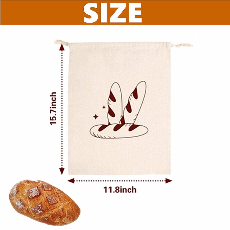 Linen Bread Bags, 2 Pack Reusable Natural Unbleached Linen Bread