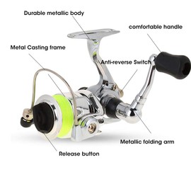 Metallic Casting Fishing Wheel, Aluminum Alloy Fishing Reel Wheel Metallic Fishing Reel for Tackle Accessories