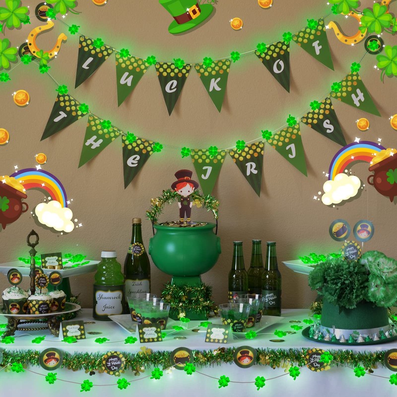 NewKoor St Patricks Day Decorations Lights - Green String Lights