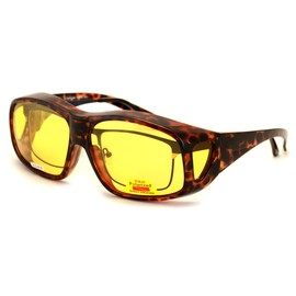 V.W.E. Large Polarized Fit-Over Night Driving Sunglasses 63mm and 65mm Fitover (XL 65mm Tortoise)