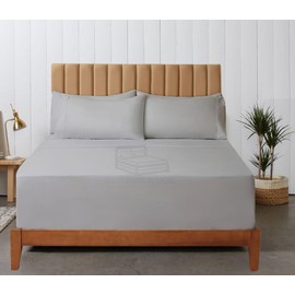 Extra Deep Pocket California King Size Sheets - 22 Inch Extra Deep Pocket Fitted Sheet - 400 Thread Count 100% Egyptian Cotton - 22 Inch Extra Deep Sheets Calking - 4 PC Bed Sheets(Silver Grey Solid)