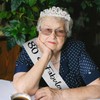 KIUEZIR Silver 80th Crystal Birthday Headband and Sash Set