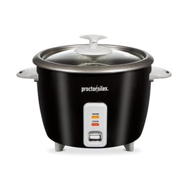 Proctor Silex Rice Cooker & Food Steamer, 16 Cups Cooked (8 Cups Uncooked), Includes Steam and Rinsing Basket, Black (37527)
