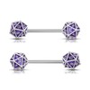 Oufer 14G D20 Dice Glitter Nipple Barbell Jewelry - Color: