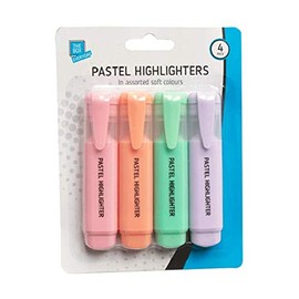 4 Pastel Highlighters Pens Markers School Home Office Pink Lilac Green Orange
