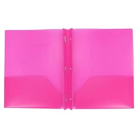 AURORA LLC.School,office supplies.plastic Folders with Prongs and Two pockets(Pink)
