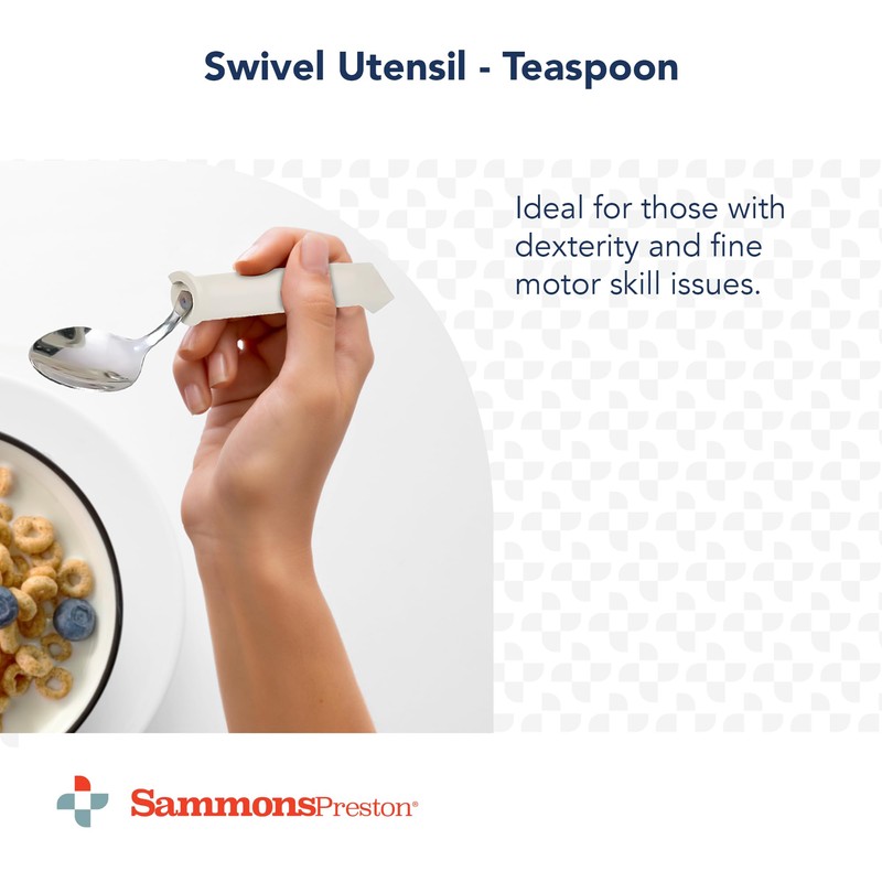 Sammons Preston Plastic Handle Swivel Teaspoon, Adaptive Utensils, 6" Long