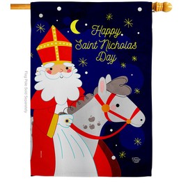 Ornament Collection Saint Nicholas Day House Flag Winter Wonderland Snowflake Snowman Ice Skate Season Wintertime Snow Decoration Banner Small Garden Yard Gift Double-Sided, Made in USA