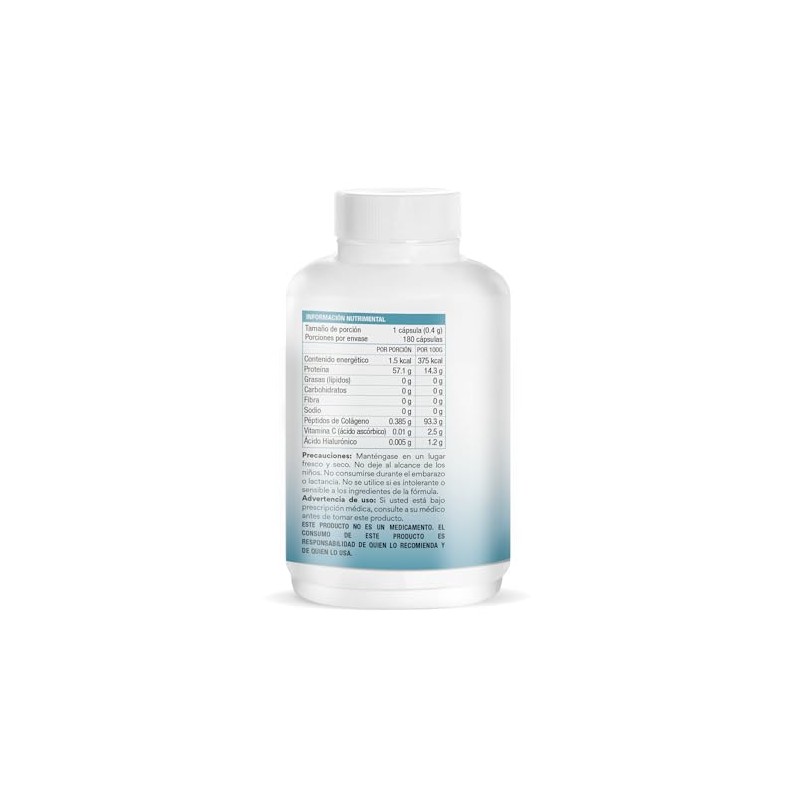 Bio Colágeno Hidrolizado Ácido Hialurónico Vitamina 180 Cápsulas Fortalece Uñas