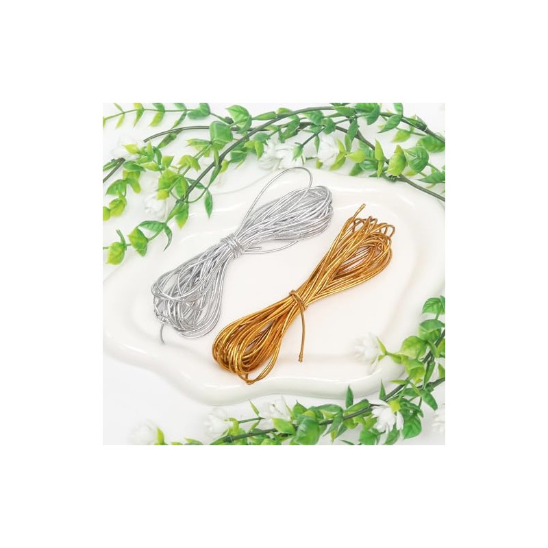 4PCS 5m Elastic Cords Dreadlock Braids Hair Accessories, Gold&Silver Wrap