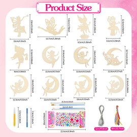 Pack of 12 Children's Wooden Wind Chimes Crafts, Fairy Wind Chime Craft Set, Wind Chime Craft Set, Wind Chime Painting Craft Set Children, DIY Wooden Glockenspiel for Girls Boys