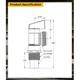 Highcraft 541D Washing Machine Replacement Valve 1/2’’ CPVC Inlet x 3/4’’ MHT Outlet Brass Blue-for Cold Water Supply
