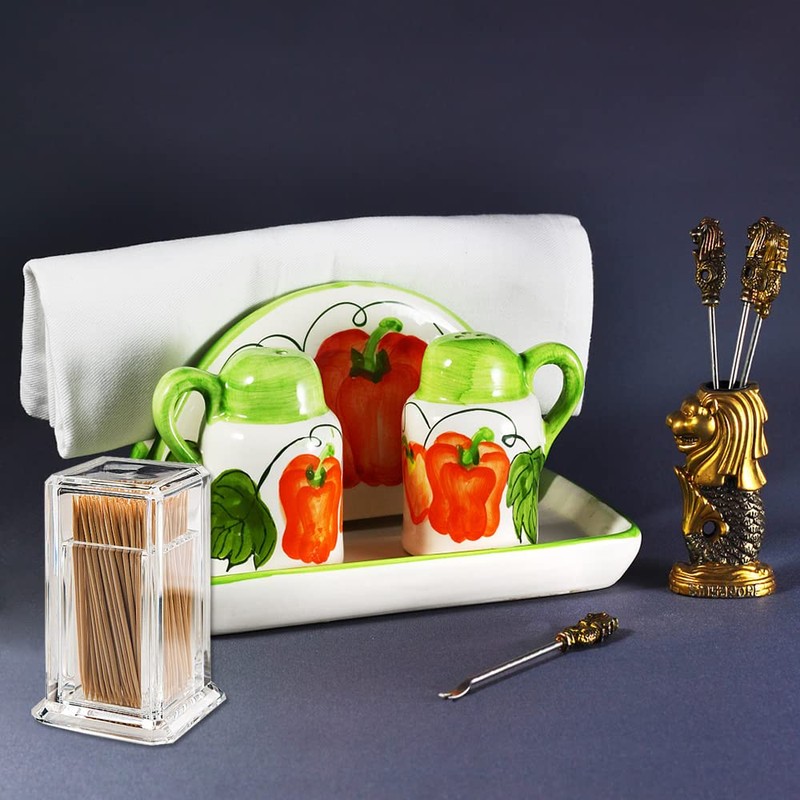 ANMOO Toothpicks Holder, 2PCS Acrylic Toothpick Box Transparent Square Cocktail