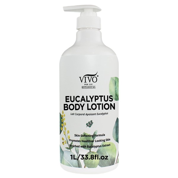 Vivo Per Lei Eucalyptus Lotion - Calming Lotion for Women - Eucalyptus Body Lotion for Dry Skin - Hydrating Body Lotion for Women - 1 L / 33.8 Fl Oz